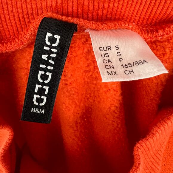 H&M Orange S Sweatshirt Mock Turtleneck Dropped Shoulders Long Sleeve Pullover - Picture 6 of 6